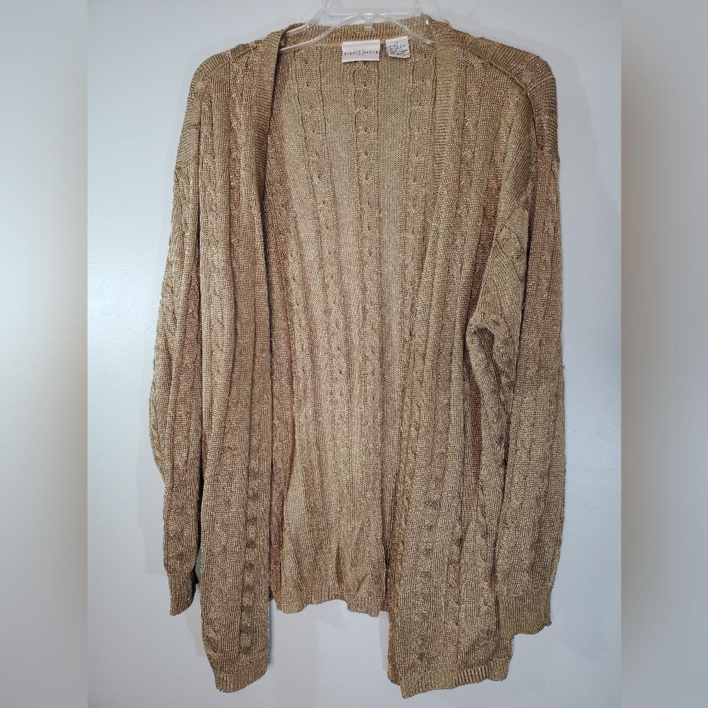 First Issue Gold Shimmery Rayon Blend Cardigan L